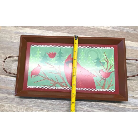 Gund Cardinal Bird Serving Tray Rectangular with Handles Christmas Decor - Picture 6 of 11
